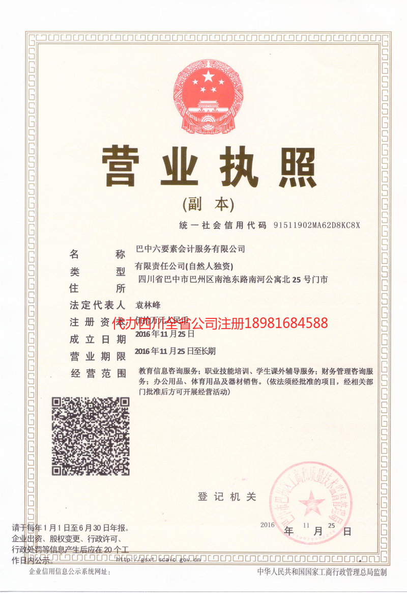 屏山屏山六要素会计服务有限公司